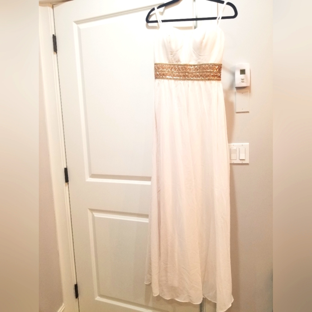Off white Soieblu strapless goddess dress. Size Medium